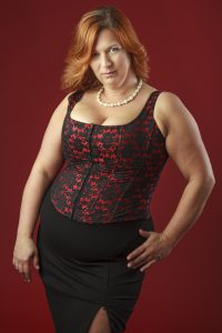 sensual forty year old woman in red corset